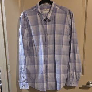 Calvin Klein Men's Light Blue Checkered Shirt